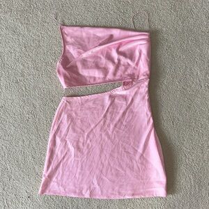 Pink One-Shoulder Cutout mini Dress